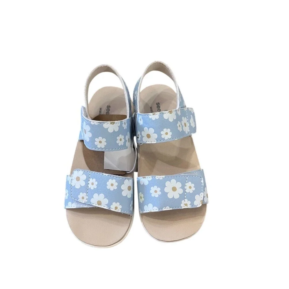 See Kai Run Basics Toddler Girls Strappy Sandals Blue‎ Daisy Floral Size 12